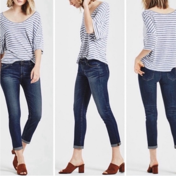 AG Stilt Cigarette Roll Up Denim Blue Jeans - Picture 1 of 4